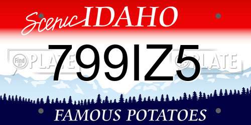 799IZ5 Idaho License Plate