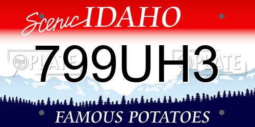 799UH3 Idaho License Plate