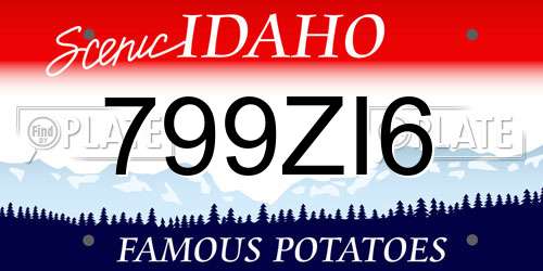799ZI6 Idaho License Plate
