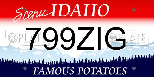 799ZIG Idaho License Plate