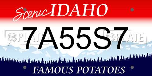 7A55S7 Idaho License Plate