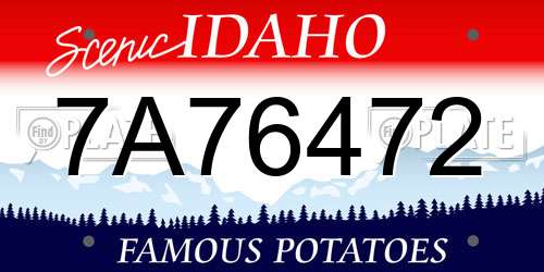 7A76472 Idaho License Plate