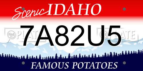 7A82U5 Idaho License Plate