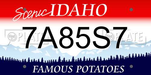 7A85S7 Idaho License Plate