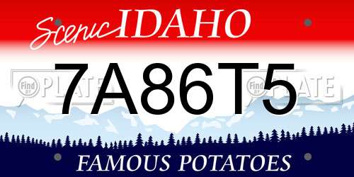 7A86T5 Idaho License Plate