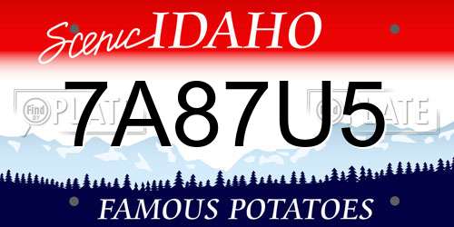7A87U5 Idaho License Plate
