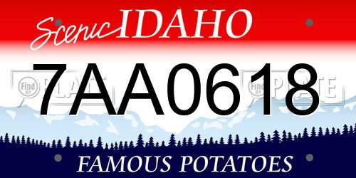 7AA0618 Idaho License Plate