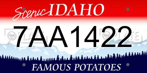 7AA1422 Idaho License Plate