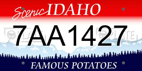 7AA1427 Idaho License Plate