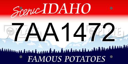 7AA1472 Idaho License Plate