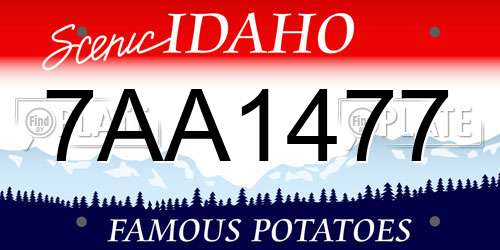 7AA1477 Idaho License Plate