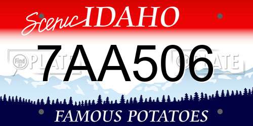 7AA506 Idaho License Plate