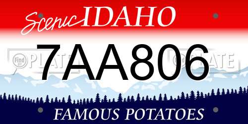 7AA806 Idaho License Plate