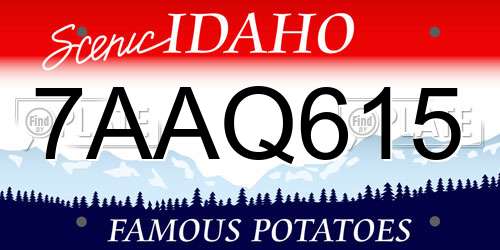 7AAQ615 Idaho License Plate