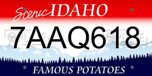 7AAQ618 Idaho License Plate