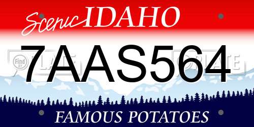 7AAS564 Idaho License Plate
