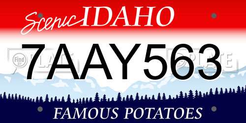 7AAY563 Idaho License Plate