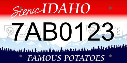 7AB0123 Idaho License Plate