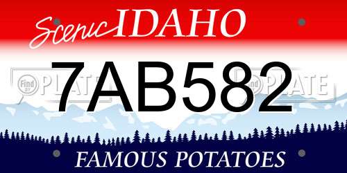 7AB582 Idaho License Plate