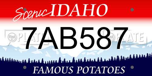 7AB587 Idaho License Plate