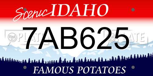 7AB625 Idaho License Plate