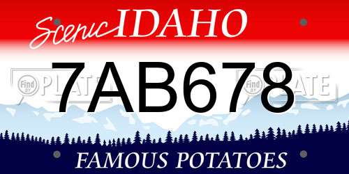 7AB678 Idaho License Plate