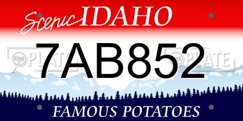7AB852 Idaho License Plate