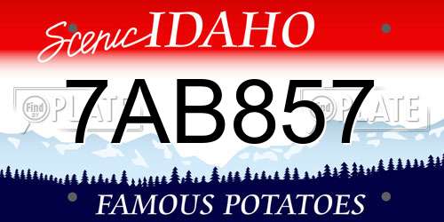 7AB857 Idaho License Plate