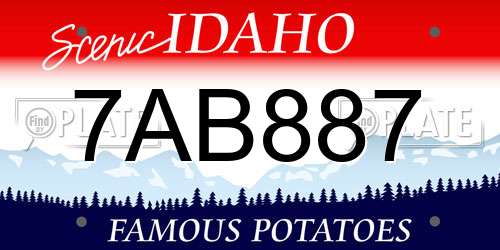 7AB887 Idaho License Plate