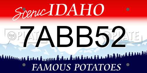 7ABB52 Idaho License Plate