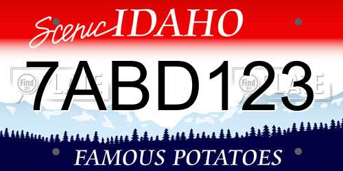 7ABD123 Idaho License Plate
