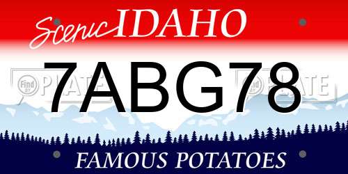 7ABG78 Idaho License Plate