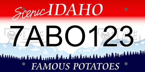 7ABO123 Idaho License Plate