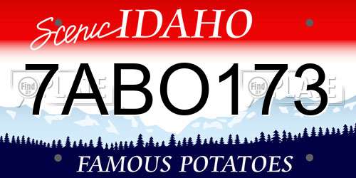 7ABO173 Idaho License Plate