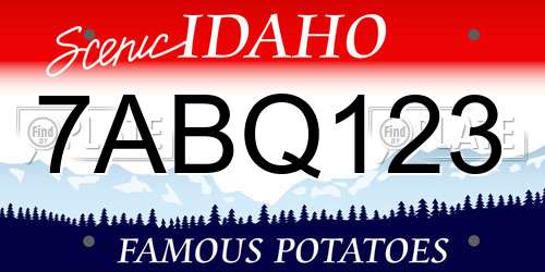7ABQ123 Idaho License Plate