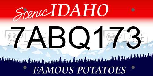 7ABQ173 Idaho License Plate