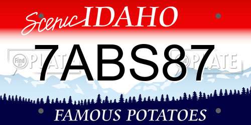 7ABS87 Idaho License Plate