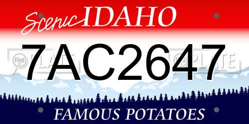 7AC2647 Idaho License Plate