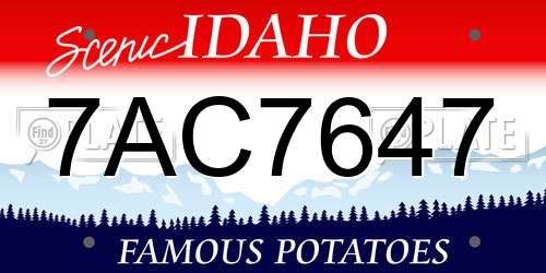 7AC7647 Idaho License Plate