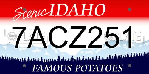 7ACZ251 Idaho License Plate