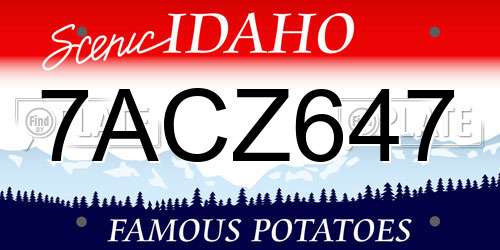 7ACZ647 Idaho License Plate