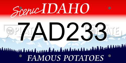 7AD233 Idaho License Plate