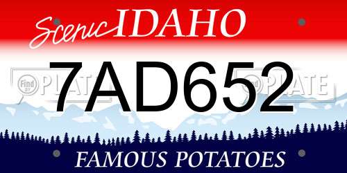 7AD652 Idaho License Plate