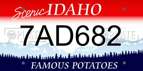 7AD682 Idaho License Plate