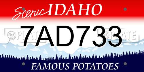 7AD733 Idaho License Plate