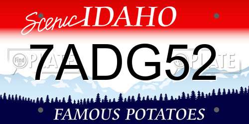 7ADG52 Idaho License Plate