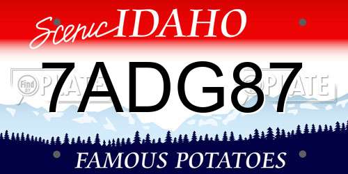 7ADG87 Idaho License Plate