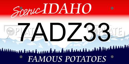 7ADZ33 Idaho License Plate