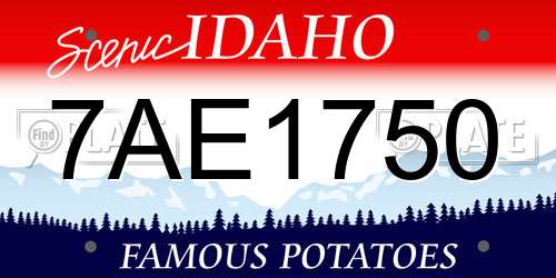 7AE1750 Idaho License Plate