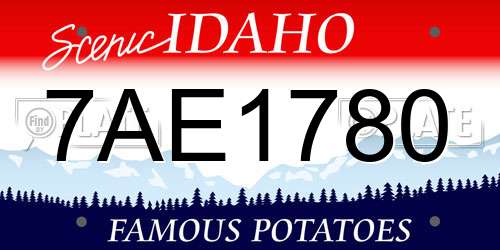 7AE1780 Idaho License Plate